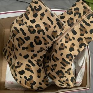Bamboo Animal Print Boots Side Zipper
